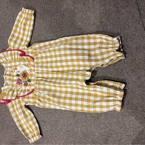 Mud Pie Yellow and White Checkered Bodysuit